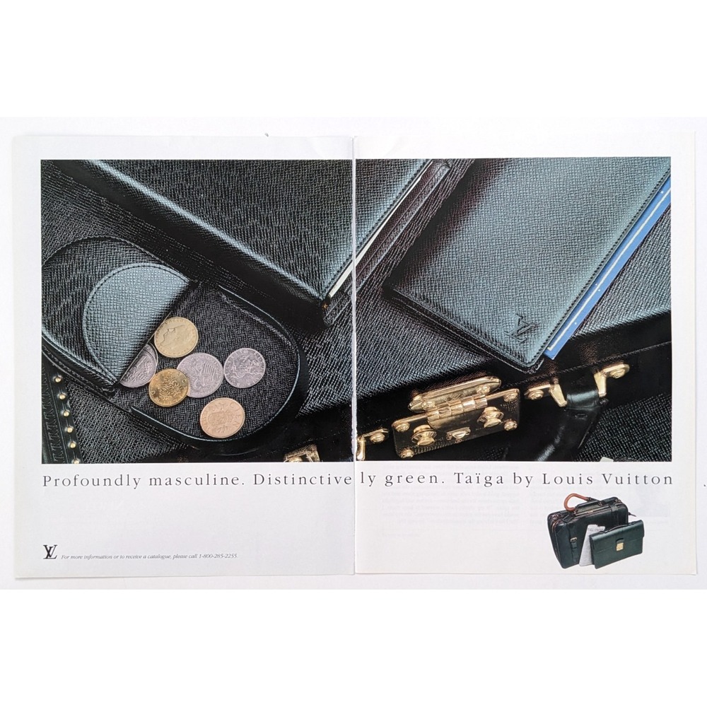 Vintage 1990s Print Ad Louis Vuitton Taïga Collection Wallet Briefcase Masculine